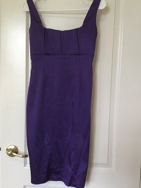 Calvin Klein Purple Midi Sheath Dress with Square Neck